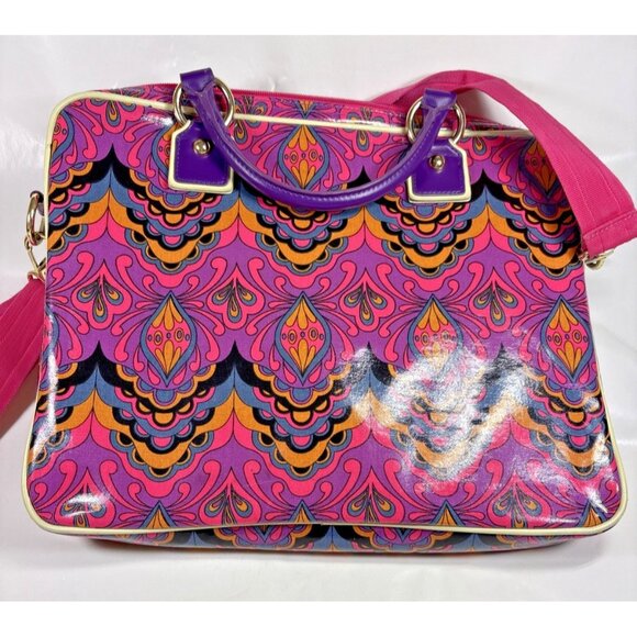 Double Dutch Club Pink Purple Floral Vinyl Laptop Bag Strap Handle - Picture 5 of 11